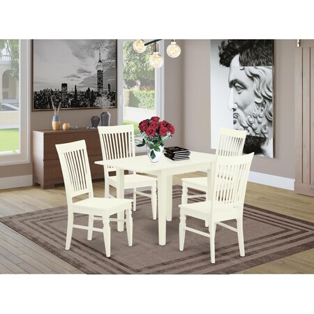 East West Furniture 5 Piece Norden Kitchen Furniture Set - Linen White NDWE5-LWH-W